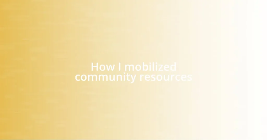 How I mobilized community resources