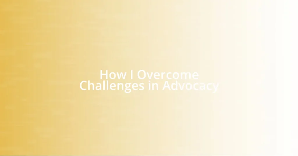 How I Overcome Challenges in Advocacy